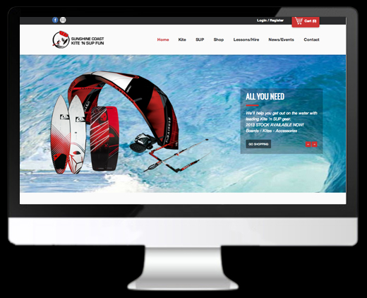 Website design for local kitesurfing and stand up paddle boarding shop